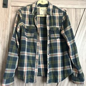 Abercrombie & Fitch Green and Blue Plaid Shirt